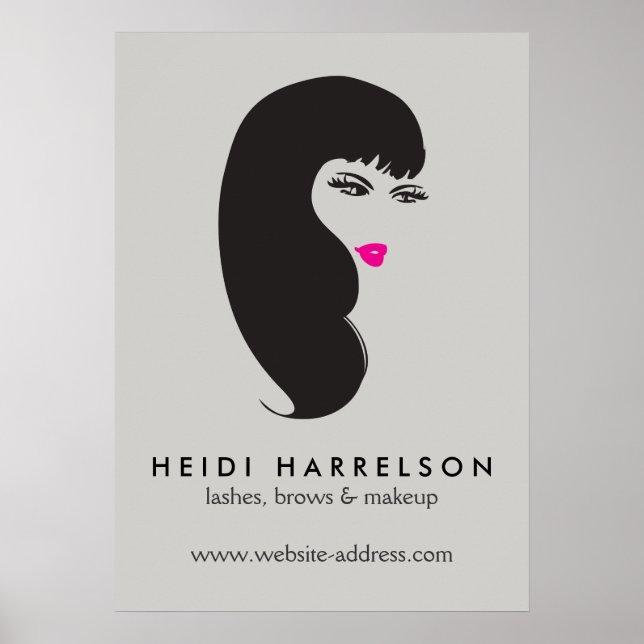 Girl with Lashes on Lt Gray Beauty Poster (Front)