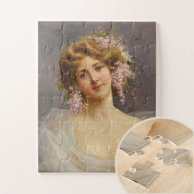 Girl with Lilacs, Achille Beltrame Art  Jigsaw Puzzle (Creator Uploaded)