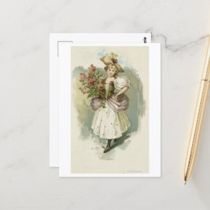 Girl with Lilacs, Louis Prang Postcard