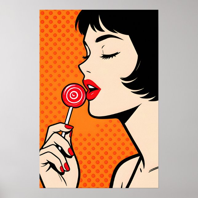 Girl with Lollipopl Pop Art Poster (Front)