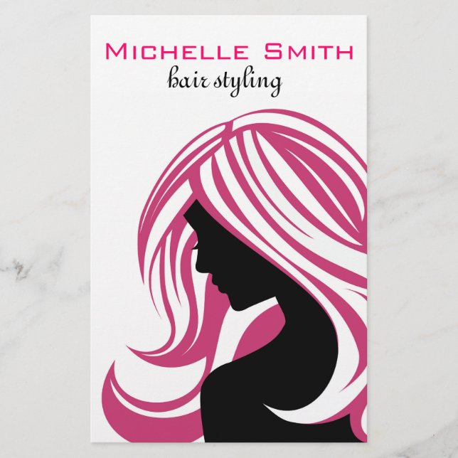 Girl with Long Pink Hair HairStyling Beauty Salon  Flyer (Front)