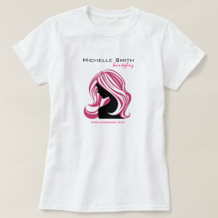 Girl with Long Pink Hair HairStyling Beauty Salon  T-Shirt
