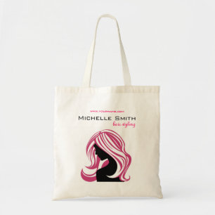 Girl with Long Pink Hair HairStyling Beauty Salon  Tote Bag