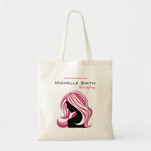 Girl with Long Pink Hair HairStyling Beauty Salon  Tote Bag (Front)