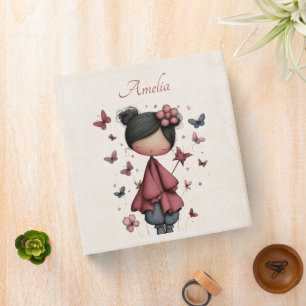 Girl with Magic Wand and Butterflies 3 Ring Binder