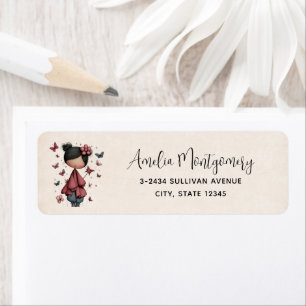 Girl with Magic Wand and Butterflies - Address Label