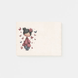 Girl with Magic Wand and Butterflies Post-it Notes