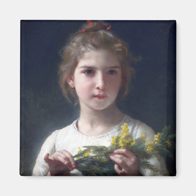 Girl with Mimosa, Bouguereau Magnet (Front)