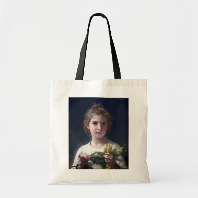 Girl with Mimosa, Bouguereau Tote Bag (Front)