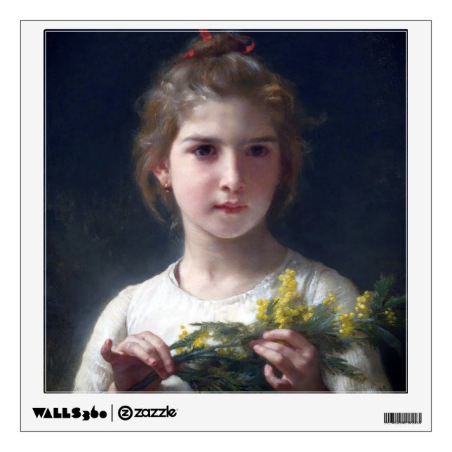 Girl with Mimosa, Bouguereau Wall Decal (Front)