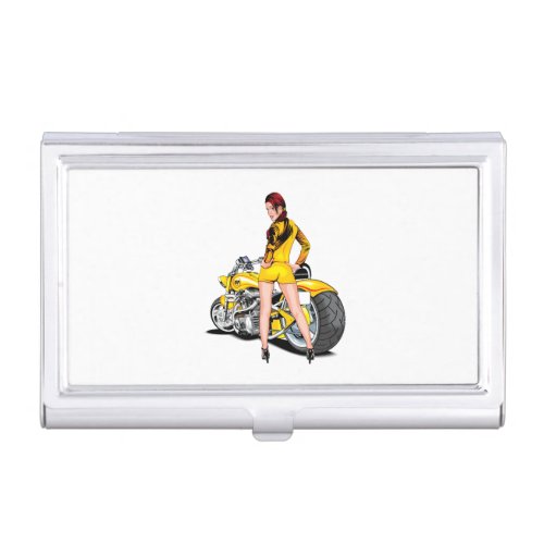 Girl With Motorbike Business Card Case