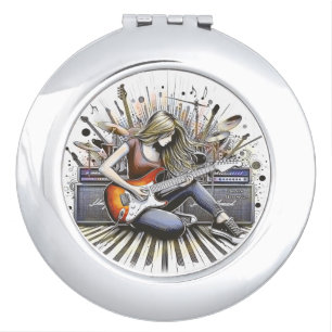 Girl with musical vibes compact mirror
