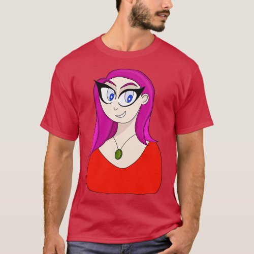 Girl with Necklace and Stylish Hair T_Shirt
