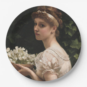 Girl With Pea Blossoms (by Edward Poynter) Paper Plates