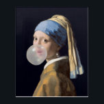 Girl with pearl earring blowing a bubble gum acrylic print<br><div class="desc">Girl with pearl earring blowing a bubble gum</div>