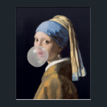 Girl with pearl earring blowing a bubble gum acrylic print<br><div class="desc">Girl with pearl earring blowing a bubble gum</div>