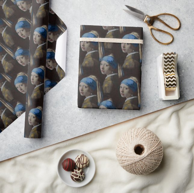 Girl with Pearl Earring, Cross Stitch Classic Arts Wrapping Paper (Crafts)