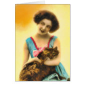 Girl with Pet Cat Card (Front)