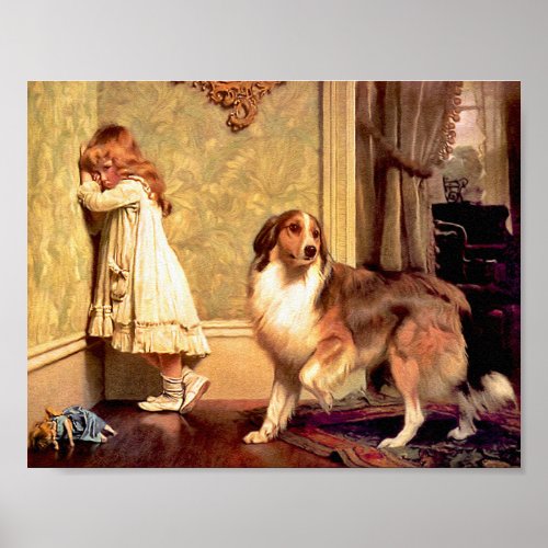 Girl with Pet Sheltie A Special Pleader Poster