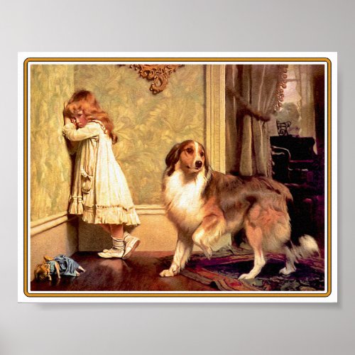 Girl with Pet Sheltie Poster