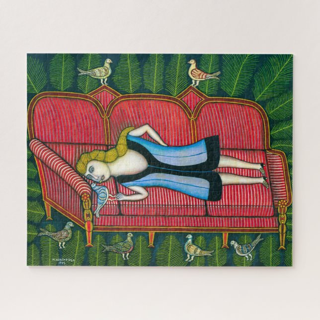 Girl with Pigeons | Morris Hirshfield | Jigsaw Puzzle (Horizontal)