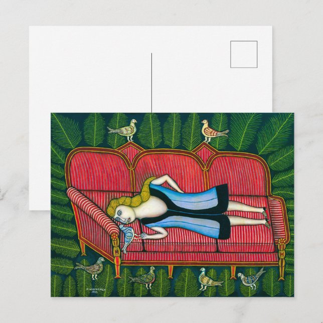 Girl with Pigeons | Morris Hirshfield | Postcard (Front/Back)