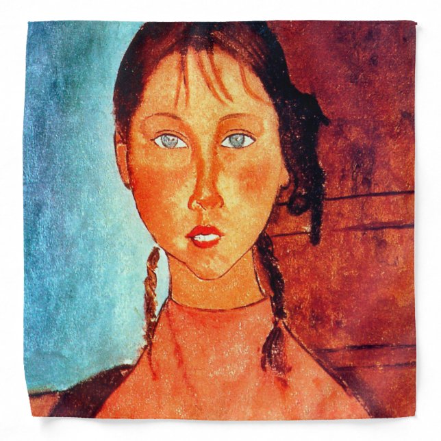 Girl with Pigtails, Modigliani Bandana (Front)