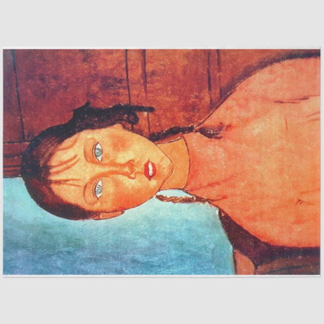 Girl with Pigtails, Modigliani Tissue Paper (Front)