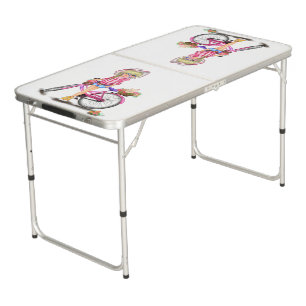Girl with Pink Bike Beer Pong Table