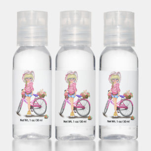 Girl with Pink Bike Hand Sanitizer