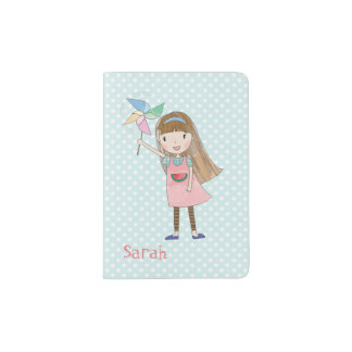 Girl with Pinwheel Personalized Passport Holder