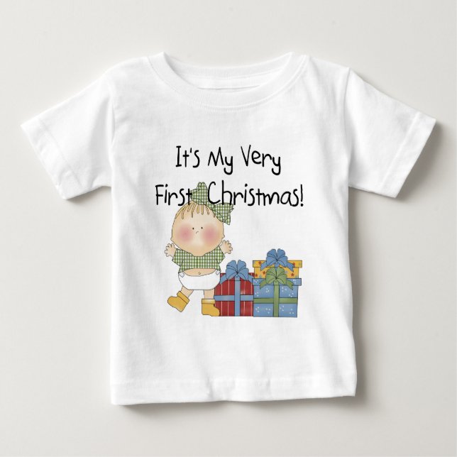 Girl with Presents 1st Christmas Tshirts and Gifts (Front)