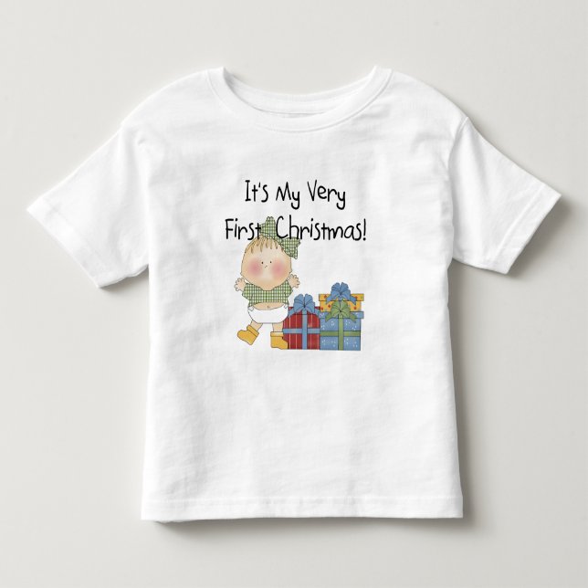 Girl with Presents 1st Christmas Tshirts and Gifts (Front)