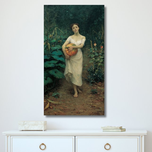 Girl with Pumpkin Zonaro 1889 Canvas Print (Creator Uploaded)