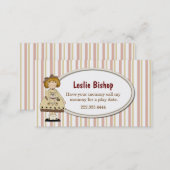 Girl with Puppy Striped Play Date Card (Front/Back)