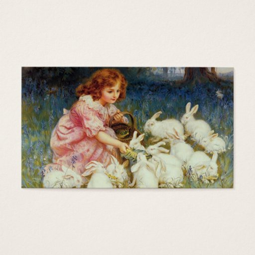 Customizable Girl with rabbits business cards