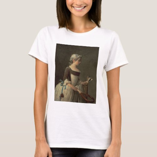 Girl with Racket and Shuttlecock T_Shirt