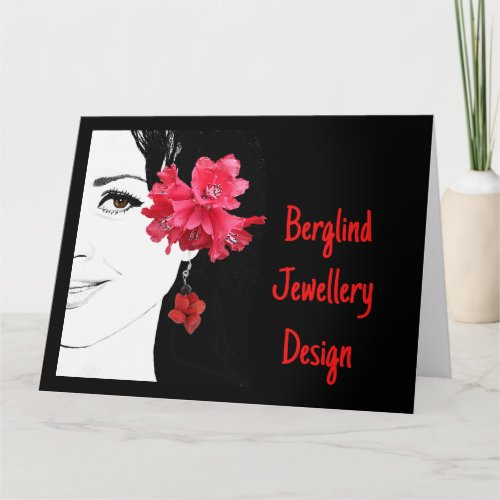 Girl with red earring fashion illustration boho   card
