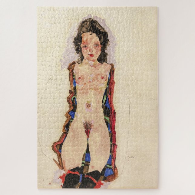 Girl with Red Garters | Egon Schiele | Jigsaw Puzzle (Vertical)