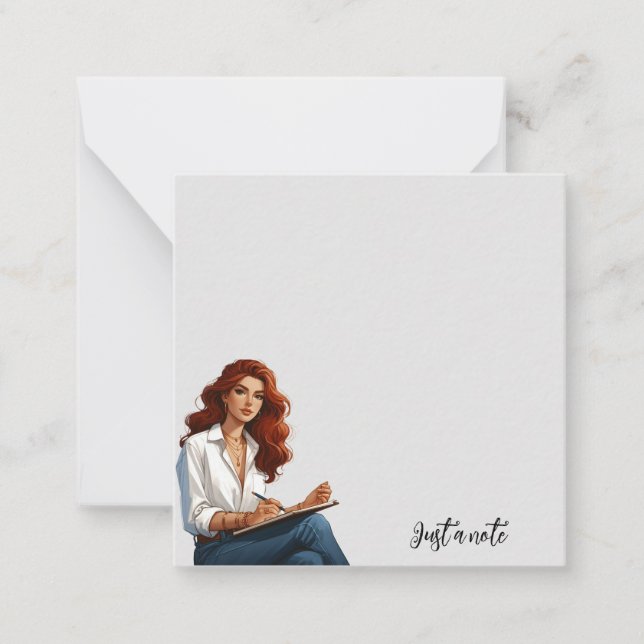Girl With Red Hair Notepad Note Card (Front)
