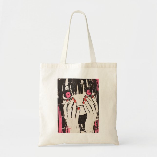 Girl With Red Nails Tote Bag (Front)
