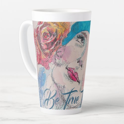 Girl With Red Rose Be True To You Latte Mug