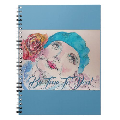 Girl With Red Rose Beret Be True Girls Notebook
