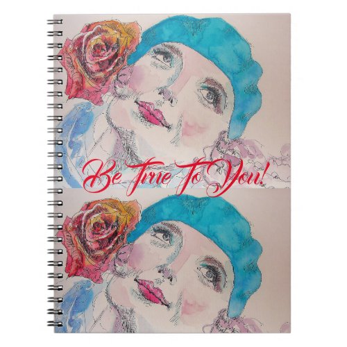 Girl With Red Rose Beret Be True Girls Notebook