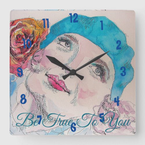 Girl With Red Rose Beret Be True Girls Room Clock