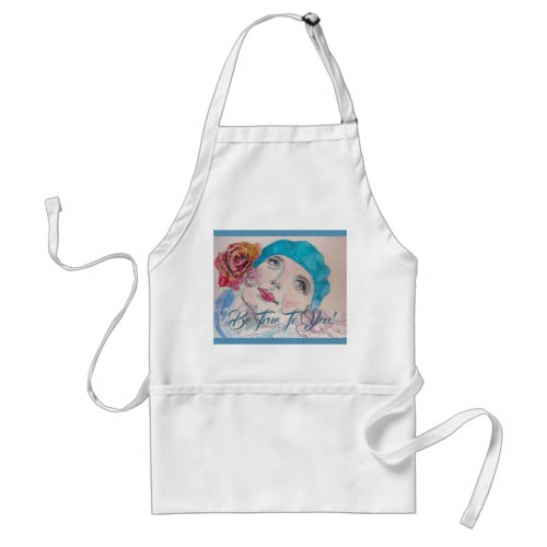 Girl With Red Rose Beret Be True To You Apron