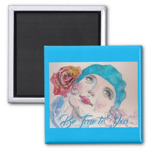 Girl with Red Rose Beret Be True To You Magnet