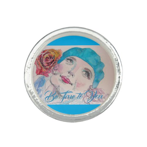 Girl with Red Rose Beret Be True To You Ring