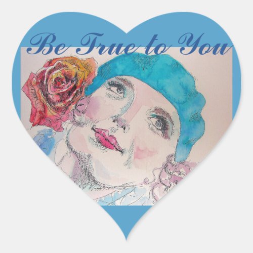 Girl with Red Rose Beret Be True To You Sticker