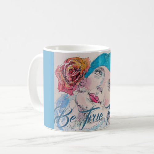 Girl with Red Rose Beret Watercolor Gift Mug